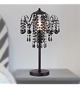 MEIXISUE Small Black Crystal Bedside Table Lamp End Table Lamp Nightstand Lamp Desk Lamps for Bed...