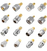 Anina 16pcs RF Coaxial Adapter Kit UHF/BNC/N/F to SMA Male/Female Connectors for Ham Radio, Anten...