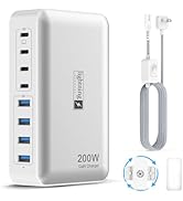 200W Charging Station for Multiple Devices, 8-Port USB C Charger Block Fast Charging, 65W Type C ...