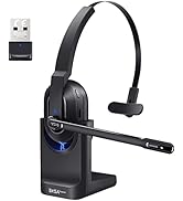 Bluetooth Headset, Wireless Headphones with AI-Powered Environmental Noise Cancelling Microphone ...