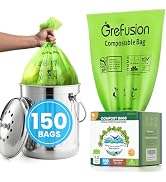 GreFusion Compostable Trash Bags for Kitchen Compost Bin 1.2 Gallon,150 Count,Compost Bags Small ...