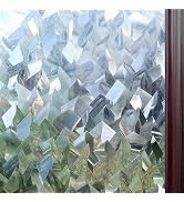 rabbitgoo Window Privacy Film, 3D Decorative Stained Glass Window Film, Static Cling Door Window ...