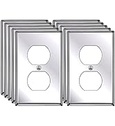 [10 Pack] BESTTEN 1 Gang Bright Polished Chrome Stainless Steel Duplex Wall Plate, Solid Metal Mi...