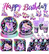 Roller Skating Party Supplies, Roller Skate Party Favors Includes Plates, Napkins, Cups, Cutlery,...