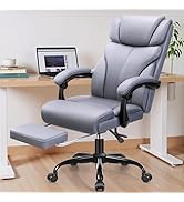 HeroSet Office Chair, Executive Big and Tall Leather Desk Chairs with Footrest, Ergonomic Breatha...