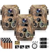 WOSODA Mini Trail Cameras 3 Pack- 4K Video + Sound &amp; 48MP Photo, 0.2s Trigger Speed, Night Vision...