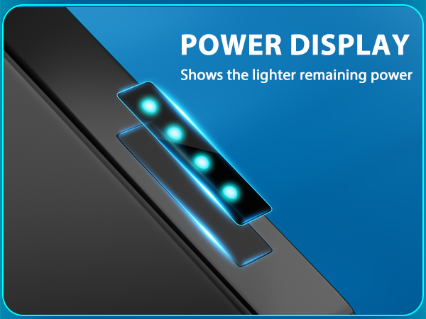 Power indicator display interface showing four blue LED lights in a diagonal arrangement against dark background.