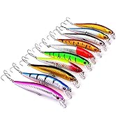 OriGlam 10pcs Fishing Lures Hard Minnow Baits, Life-Like Swimbait Fishing Lures, Minnow Hard Lure...