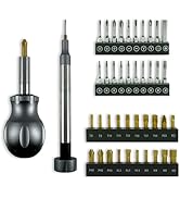 Steinwhale 44pcs Screwdriver Bit Set with Magnetic Aluminum Handle, S2 Steel 1/4" and 4mm Precisi...