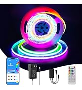 Gingsow RGB WS2811 IC COB LED Strip Lights 18ft,DC12V Addressable Chasing Color RGB LED Strip Lig...