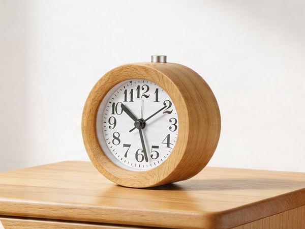 wood analog alarm clock