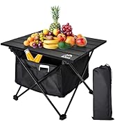 Audoyon Portable Camping Table Folding Ultralight Compact Side Table, Aluminum Fold Up Beach Tabl...