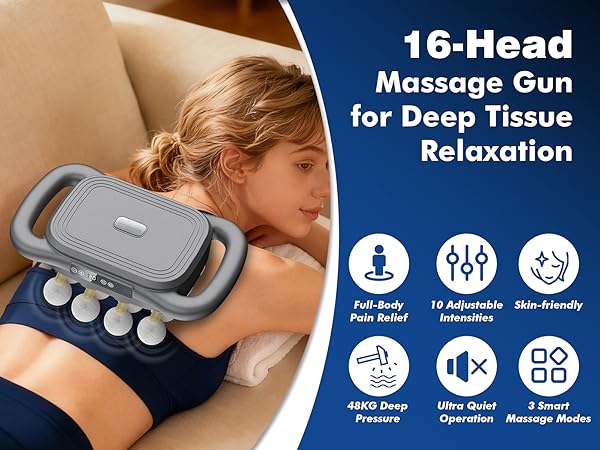 Massage the Whole Body with a 16-head Massage Gun