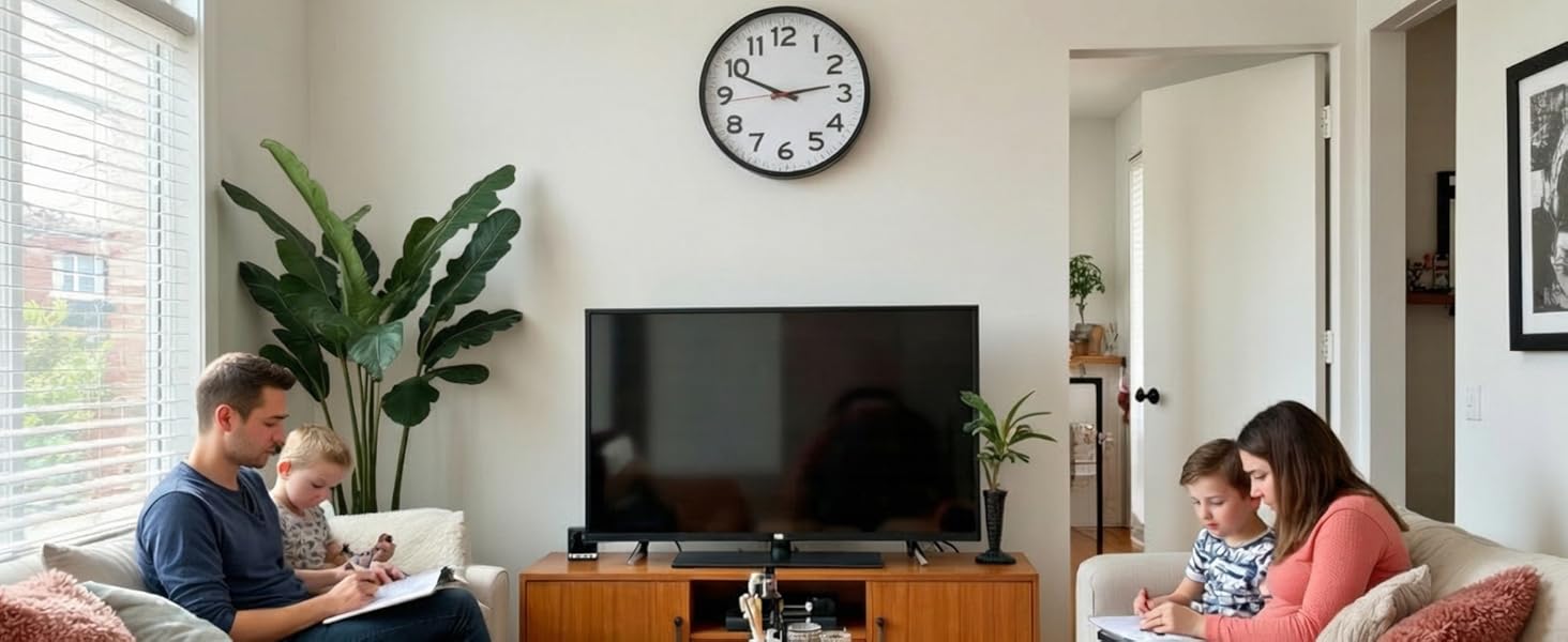 family ultimate wall clock on wall