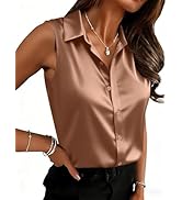 Zeagoo Womens Satin Blouse Sleeveless Silk Tank Tops Button Down Shirts Business Casual Outfits 2026