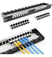 PBAEGAV 16 Port Shielded Fold Blank Keystone Patch Panel 19Inch with Cable Management and Support...