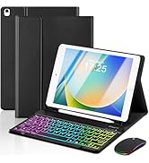 EAMPANG Case with Keyboard Mouse for iPad 9th 8th 7th Generation 10.2 inch,7 Color Rainbow Backli...