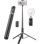 72" Cell Phone Selfie Stick Tripod, Aluminum Selfie Stick All-in-1 with Integrated Remote, Extend...