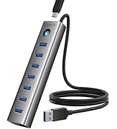 ORICO Aluminum 7-Port USB Hub with 3.28Ft Cable, Multiple USB 3.0 Hub, 5Gbps Data Transfer, 5V 3A...