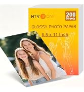 HTVRONT Glossy Photo Paper 8.5 x 11 - 200 Sheets Inkjet Photo Printer Paper, Instant Dry Picture ...