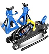 DNA MOTORING Low Profile Hydraulic Trolley Service/Floor Jack Combo with 2 Ratchet Jack Stands, 2...