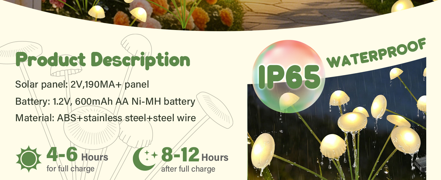 solar mushroom lights outdoor solar lights for yard decoration fairy garden lights