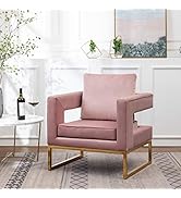 Roundhill Furniture Lenola Upholstered Accent Arm Chair, Pink 27.5D x 29.75W x 34.5H in