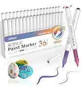 Xipan 36 Colors Acrylic Paint Markers Brush Tip, Water-Based Paint Pens with Automatic Ink Contro...