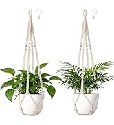 Dahey Macrame Plant Hanger Set of 2 Indoor Outdoor Hanging Planter with Wood Beads Decorative and...