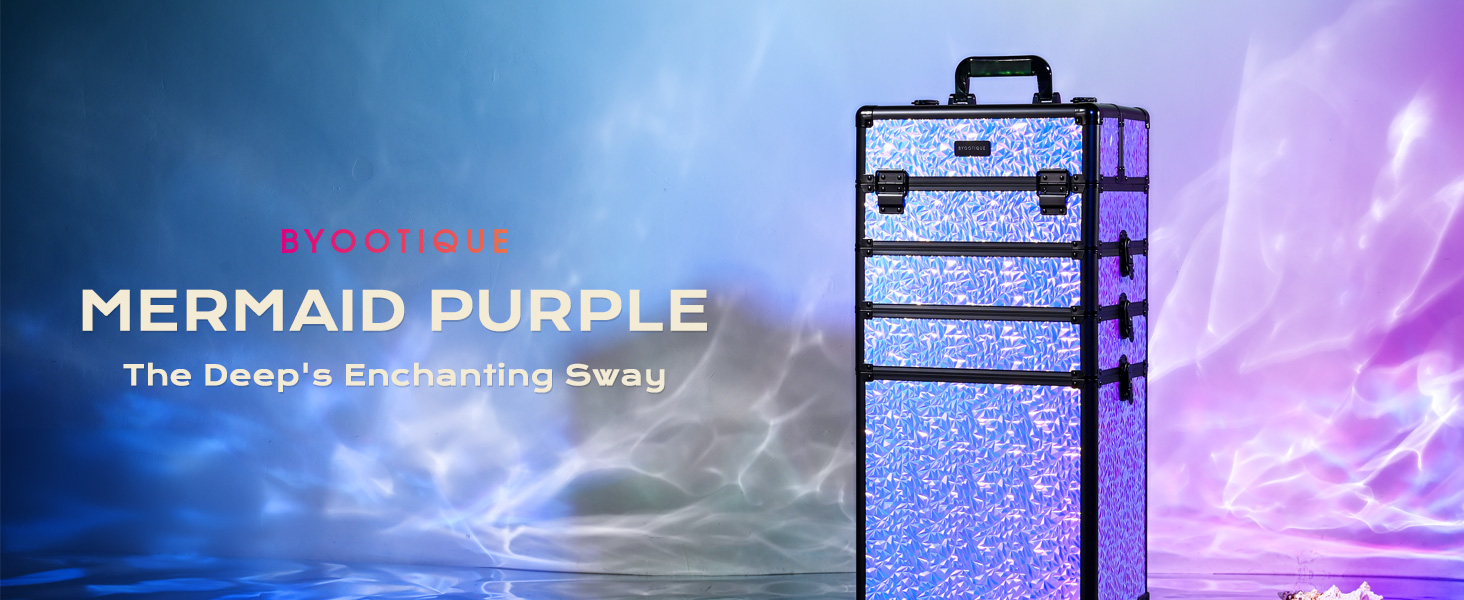 BYOOTIQUE Rolling Makeup Train Case 4in1 Cosmetic Trolley Organizer Travel Case