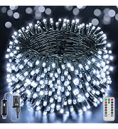 BrightChristmas 1000 LED 328 FT Outdoor String Lights with Remote and Timer, Dimmable with 8 Mode...