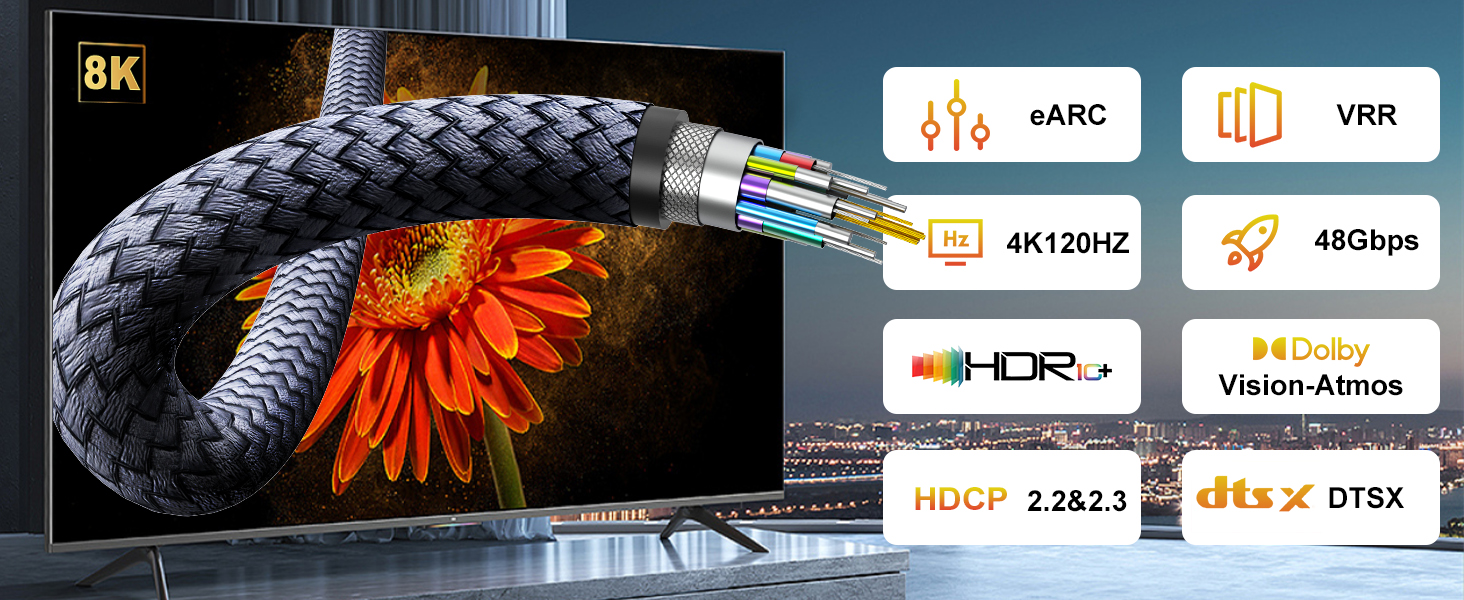 10K 8K HDMI 2.1 Cable, Certified Ultra High Speed HDMI Cable,HDMI cord,hdmi to hdmi cable