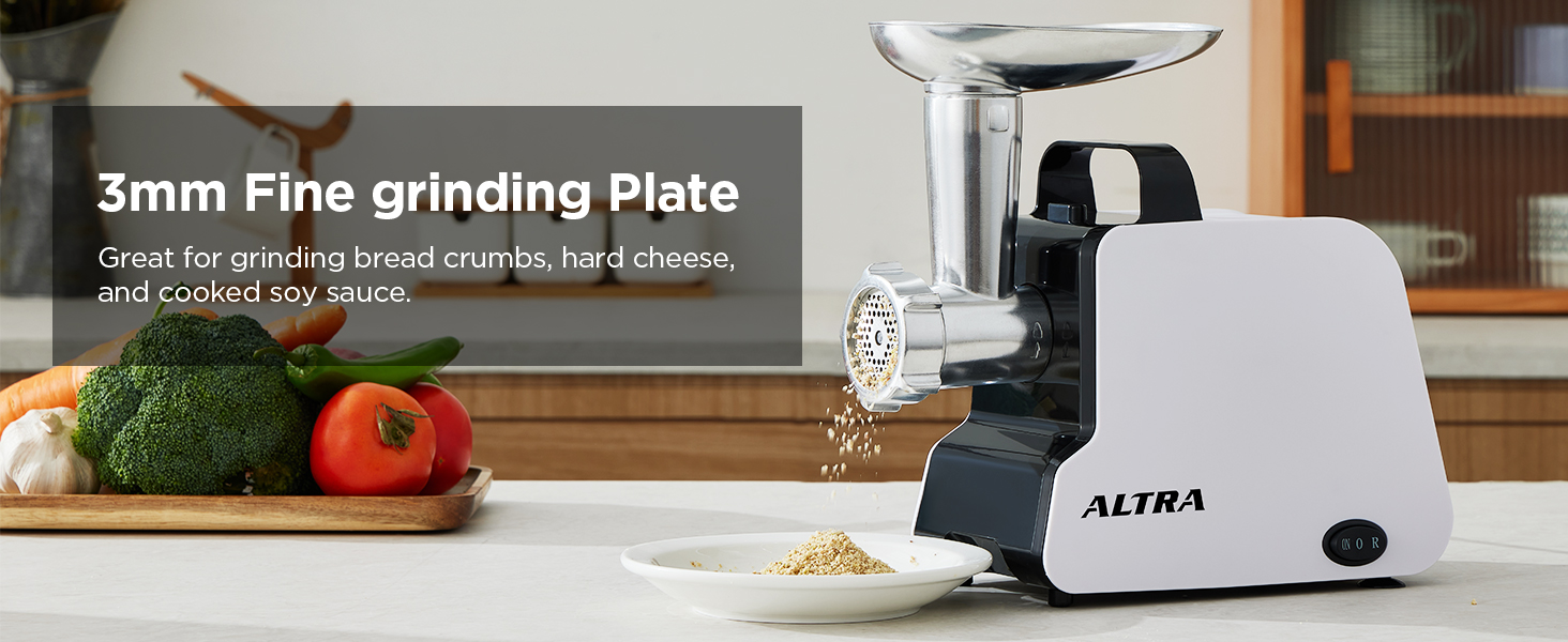 ALTRA LIFE electric meat grinder with 3mm Fine grinding Plate