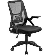 VECELO Mid-Back Swivel Ergonomic Office Chair with Adjustable Arms, Mesh Lumbar Support for Compu...