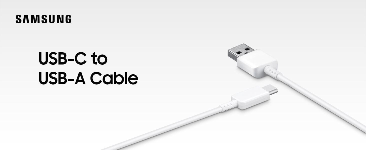 USB-C to USB_A Sync and Transfer Cable, 2a charging output, white, 1-meter, USB Type C, SAMSUNG