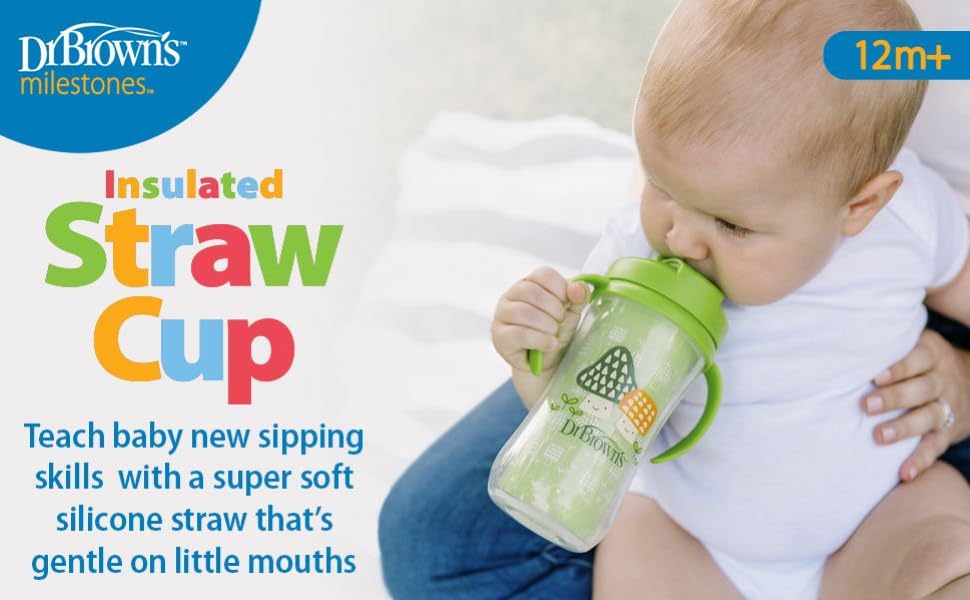 Insulated Straw Cup - Teach baby new sipping skills with a super soft silicone straw