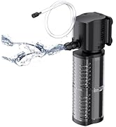 FREESEA Aquarium Fish Tank Filter: 5W 132GPH Internal Filter Pump 2-Stage Filtration for 10-35 Ga...