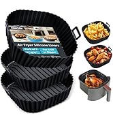 Komzon Silicone Air Fryer Liners Reusable 3 PCS, Airfryer Liners, Silicone Air Fryer Basket Liner...