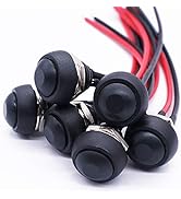 Twidec/6Pcs 12mm Momentary Push Button Switch 1/2" Mounting Hole On Off Mini Round Waterproof Bla...