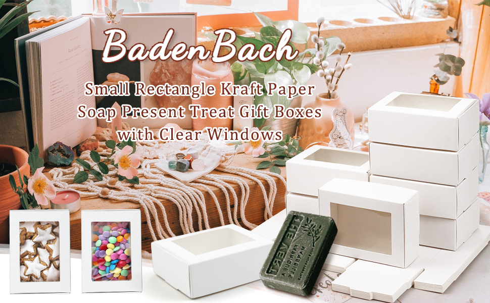 Small Rectangle Kraft Paper Soap Present Treat Gift Boxes with Clear Windows