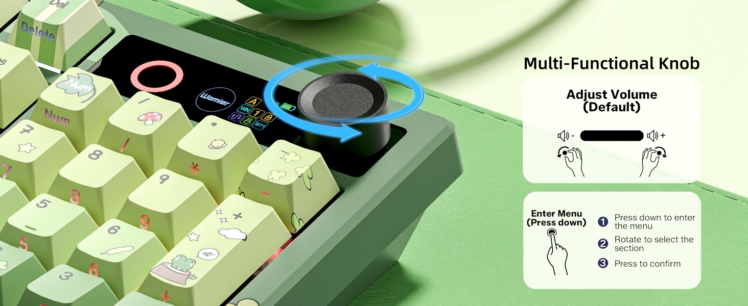 Frog Wireless Mechanical Creamy Keyboard,Gaming Keyboard with Number Pad,98% Keyboard