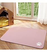 HotLive Pet Feeding Mat - Pink 12"x 19" | Absorbent Dog Mat for Food and Water, No Stains Cat Bow...