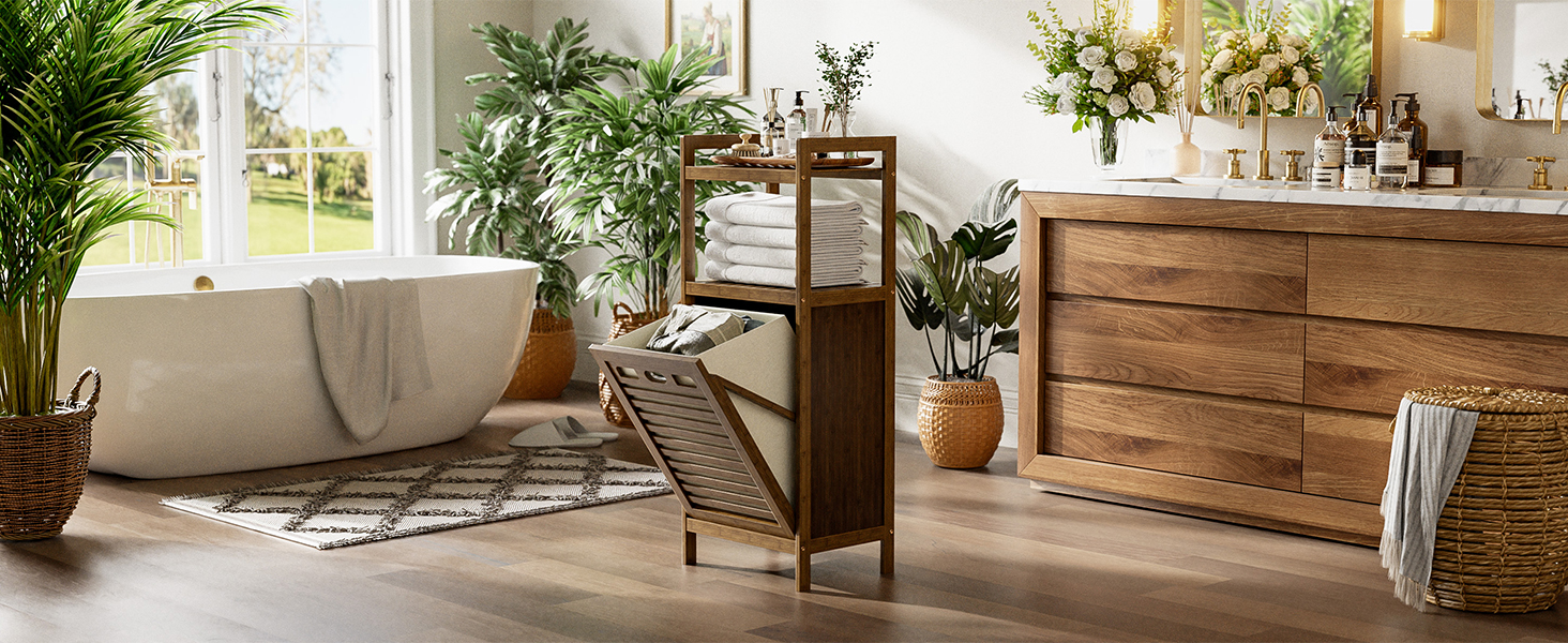 bathroom tilt out laundry hamper cabinet