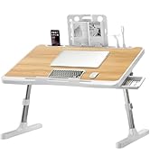 Laptop Desk for Bed, Adjustable Bed Table with USB Charge Port, Foldable Laptop Table with Storag...
