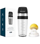 KITCHENDAO 2 in 1 Salad Dressing Shaker Container with Juicer, Pour Spout, Leakproof, Dishwasher ...