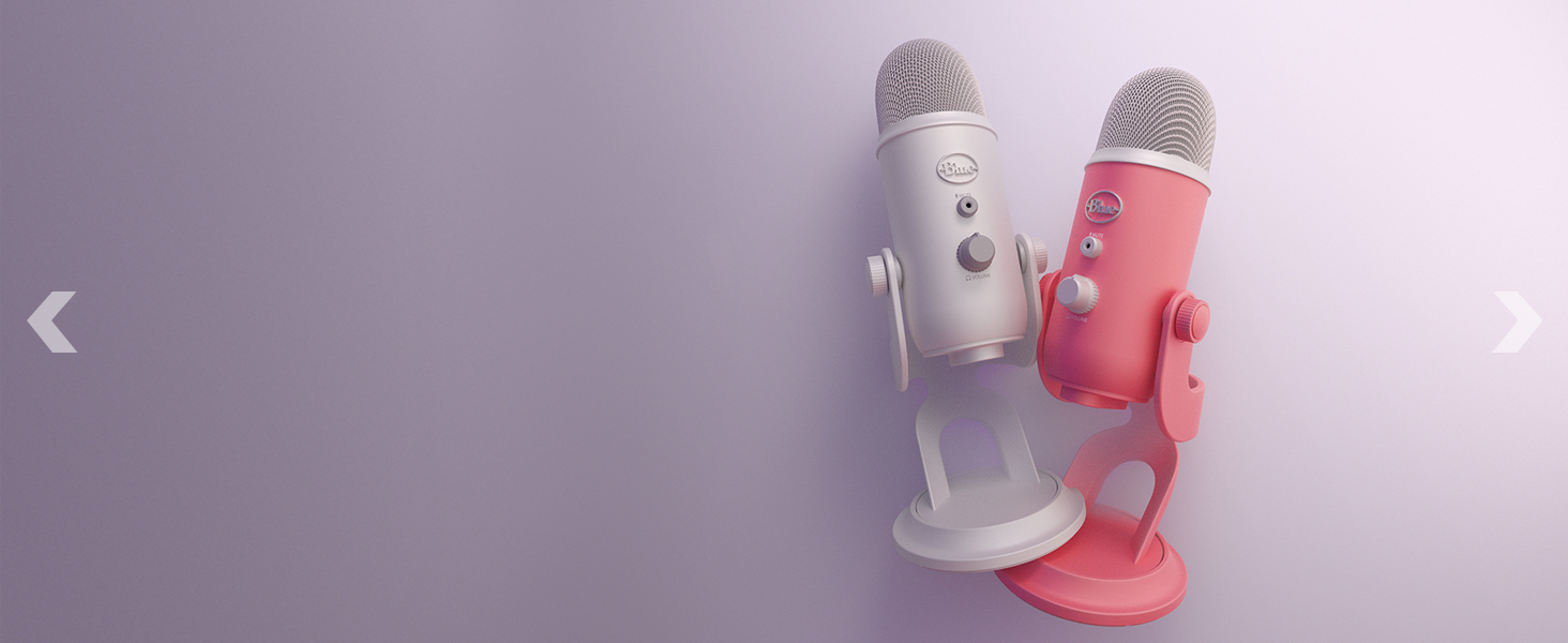 Yeti microphone in White Mist and Pink Dawn colors