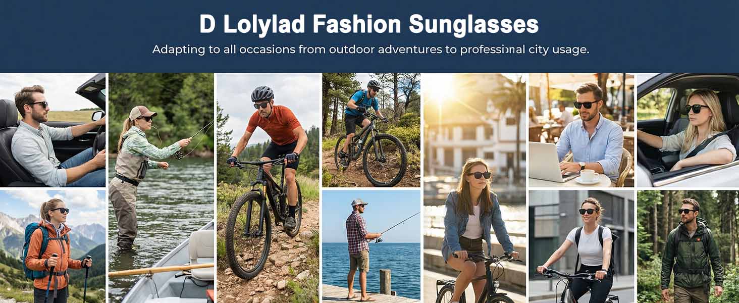 D Lolylad Black Fashion polarized sunglasses mens