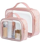 PACKISM TSA Approved Toiletry Bag 180° Large Opening Clear Makeup Bags in 2 Size Fits Various Sto...
