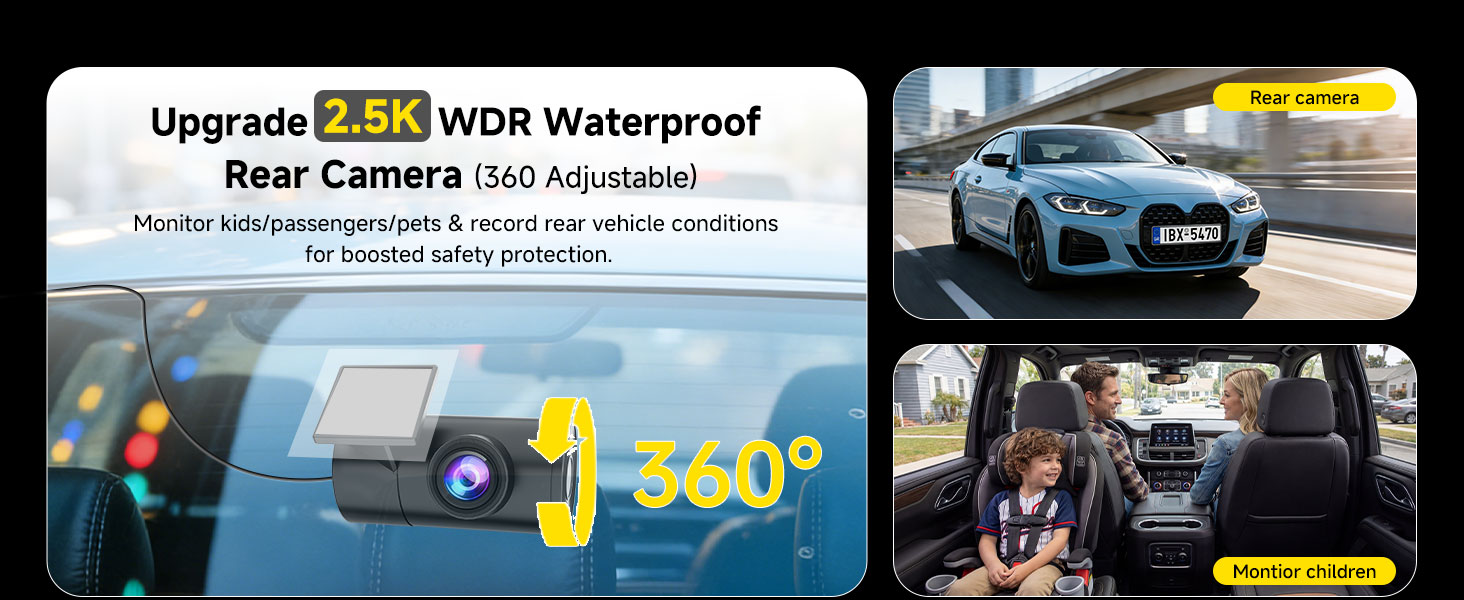 Dual Dash Cam Front and Rear: 4K+2.5K Dash Camera for Cars Built-in 5G WiFi APP Control Car Dashcam