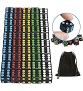 YOUSHARES 50 Pcs Multi-Color Dice Set ?Assorted Color with 10 Pcs Each, 16mm D6 Standard Dice wit...